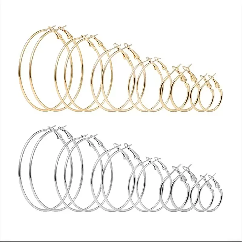 316L不锈钢圈圈耳环女轻奢高级感素圈耳耳饰夸张大耳圈欧美爆款