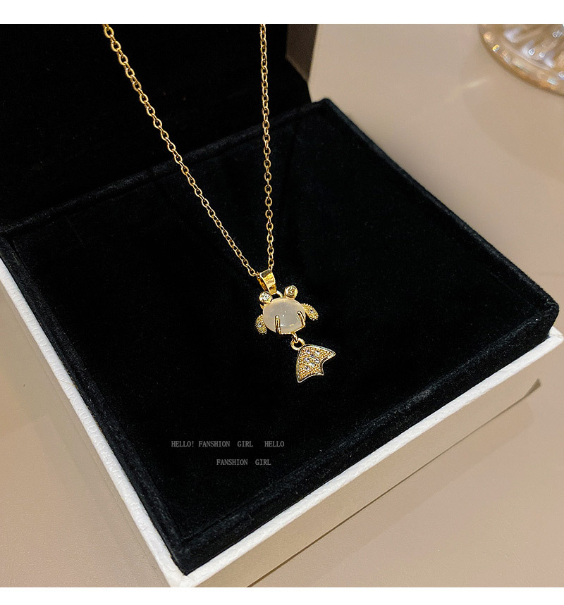 Fashion Geometric Stainless Steel Pendant Necklace Inlay Opal Zircon Stainless Steel Necklaces_colorza_5
