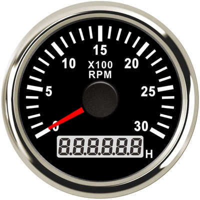 52mm Pointer Tachometer Engine automobile instrument - silver-edge-black-bottom-0-3000rpm