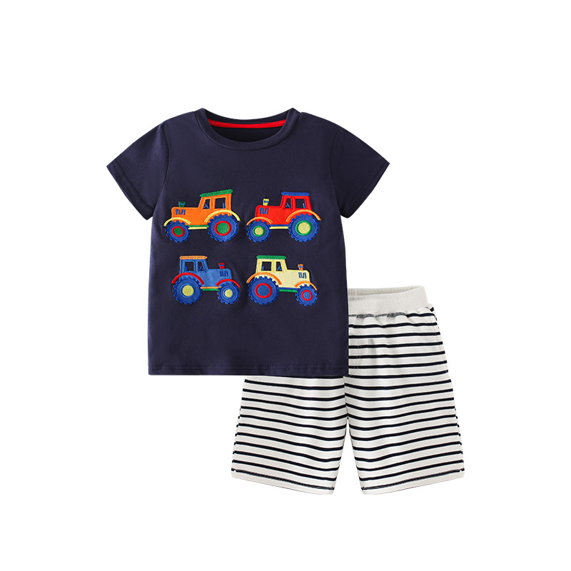 Malwee traje para niños verano nuevo traje de dos piezas para niños europeos y americanos Estilo occidental cuello redondo manga corta ropa para niños guapos