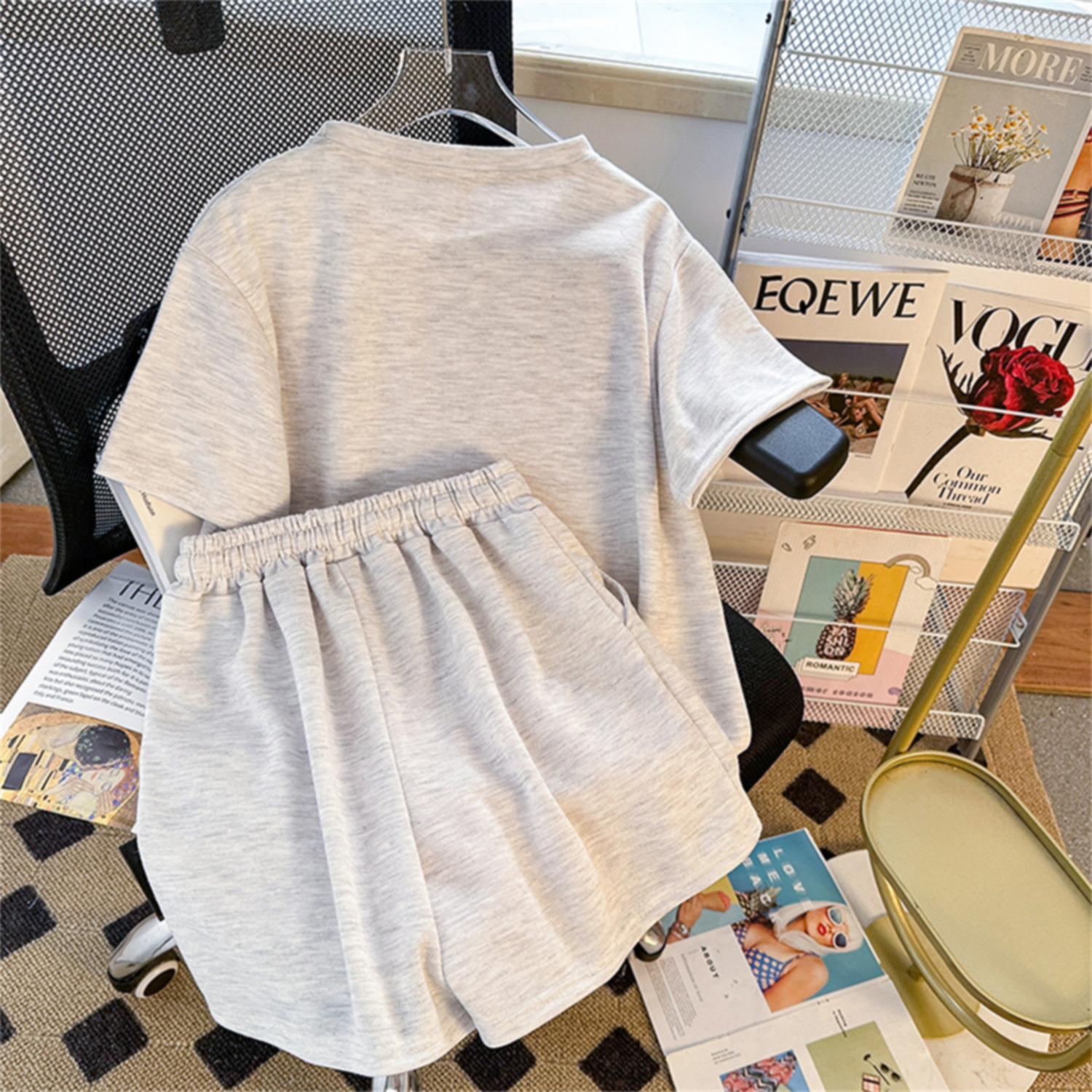 Women's Summer Casual Short Sleeve & Shorts Set – Loose Fit Breathable Polyester Two-Piece Outfit (M-3XL, Slimming Design, Trendy Letter Print) _ecoleips.com