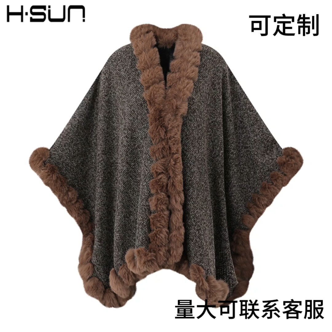 2026 Women's Winter New Faux Fur Shawl Scarf for Export to Europe and America, Made in Jiaxing, Winter Faux Rabbit Fur