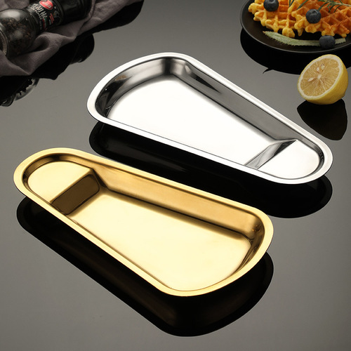 Gold stainless steel tray buffet clip food clip rack bread clip fan-shaped plate spoon holder cutlery holder dish tray