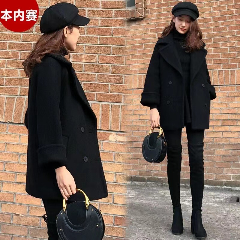 毛呢外套2025年流行新款黑色小香风呢子大衣女秋冬职业中长款加厚|undefined