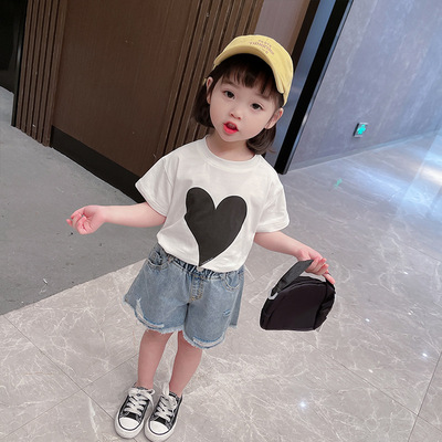 2021夏款童T恤儿童新款洋气短袖女童印花小童时尚短袖上衣批发|ru