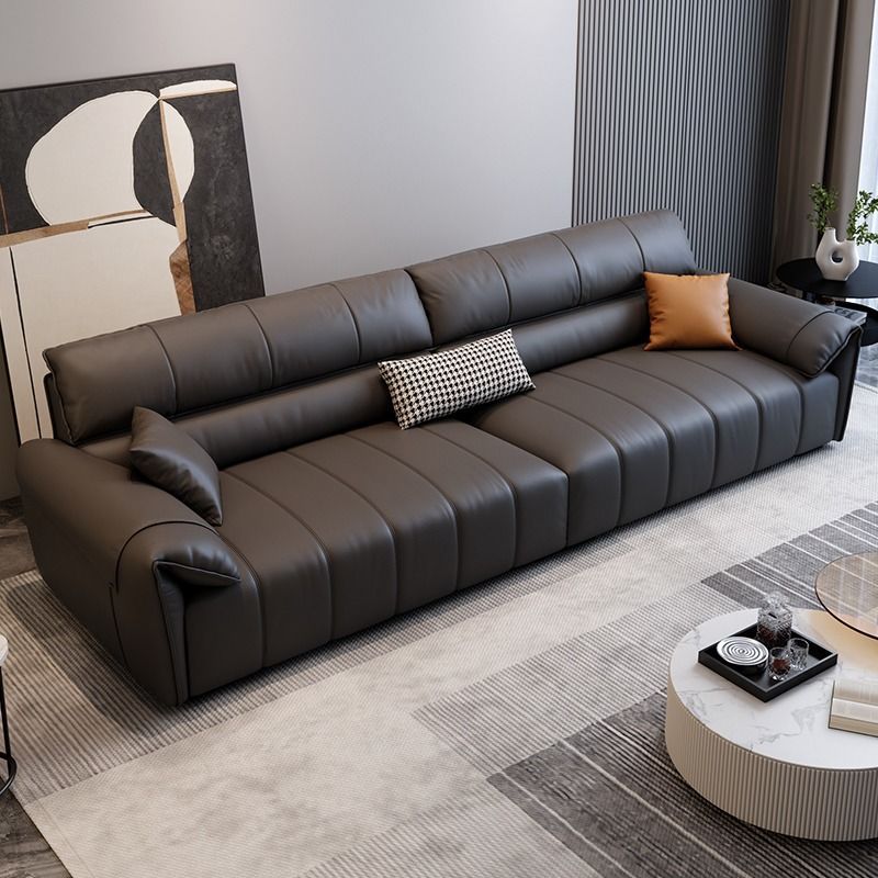 Cat Scratch Leather Sofa Simple Modern Living Room Three-Four-Person Italian Style Straight Piano Key Large and Small Apartment New Sofa