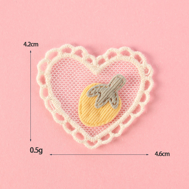 Organza de encaje ovalado pegatinas de tela de amor bordado fresco etiqueta de tela DIY accesorios de ropa para Niños Accesorios