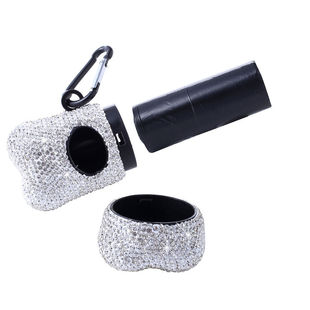 Diamond-encrusted dog toilet pickup dispenser portable toilet-picking dog garbage bag diamond-encrusted pet cleaning supplies garbage box