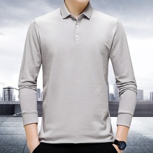 品牌男装秋款商务正装T恤桑蚕丝休闲上衣时尚简约男士POLO衫批发