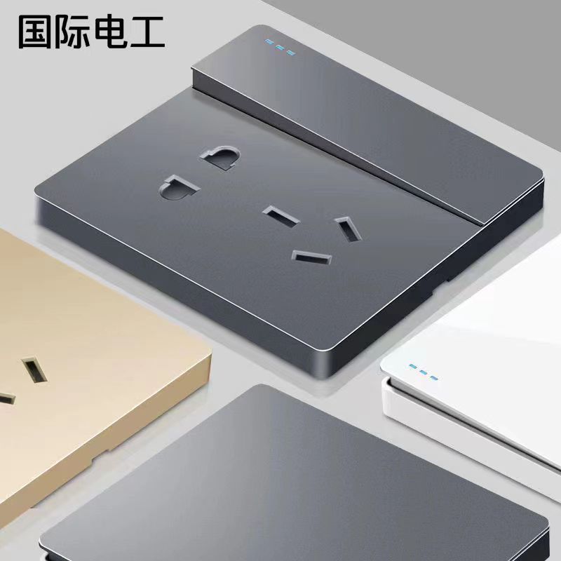 Household large plate switch outlet gold wall outlet multi-control multi-joint double pole double throw wall switch outlet