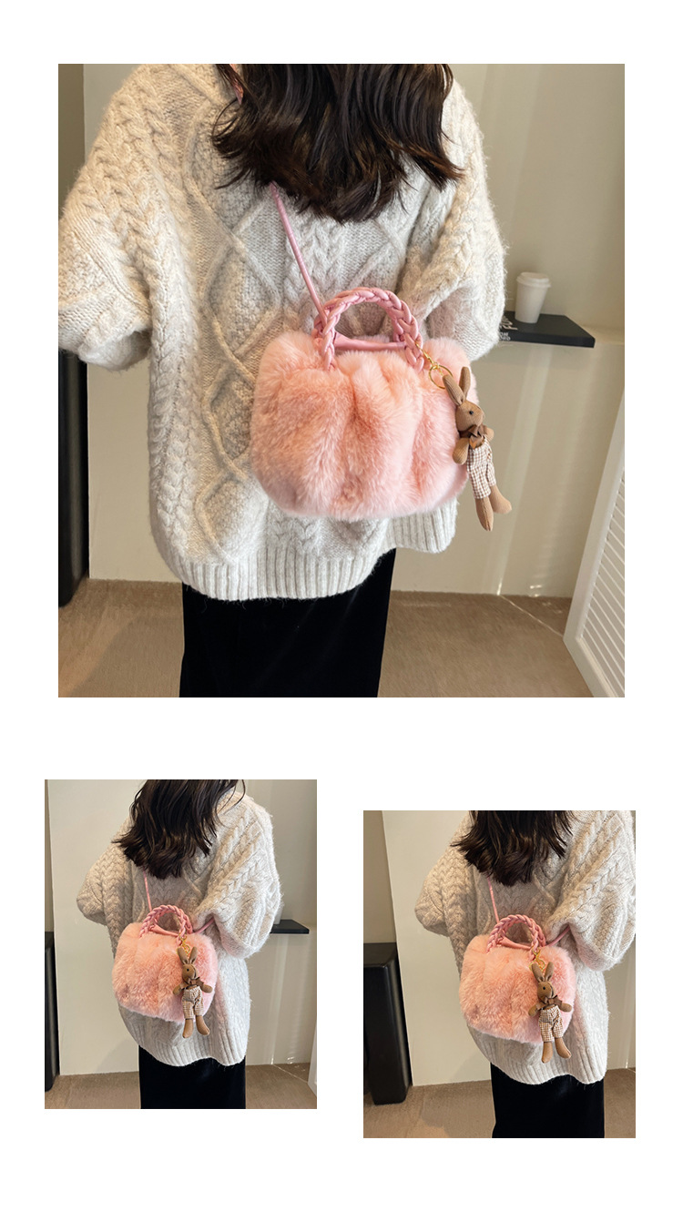 Borsa a spalla in peluche da donna elegante borsa a tracolla_voghion.com