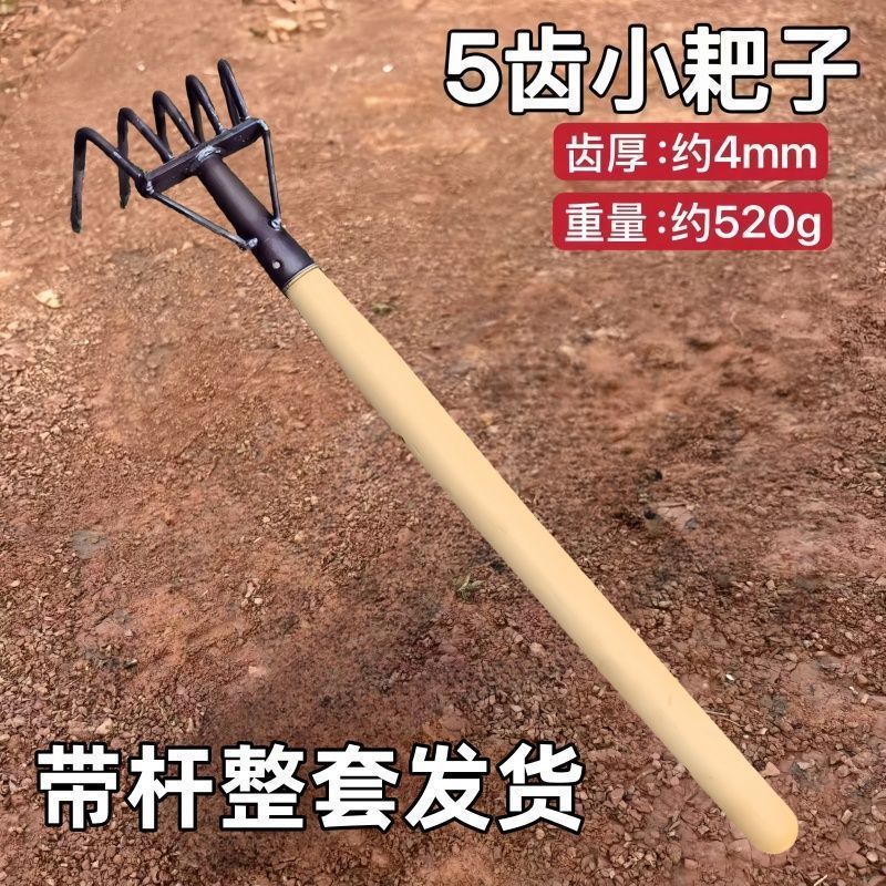 五齿钢耙子沙滩耙子全钢赶海耙子挖贝蚬子蛤蜊耙子捡花生耙子