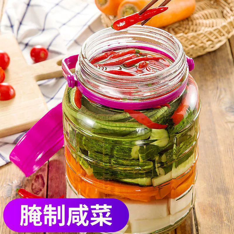 旭菲 Kimchi jar soaked wine glass bottle large sealed glass jar household food grade pickled vegetable jar thickened wine jar