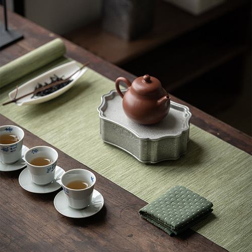 Thickened cotton and linen tea towels, tea cloths, absorbent rags, tablecloths, pot towels, tea table mats, kung fu tea set accessories