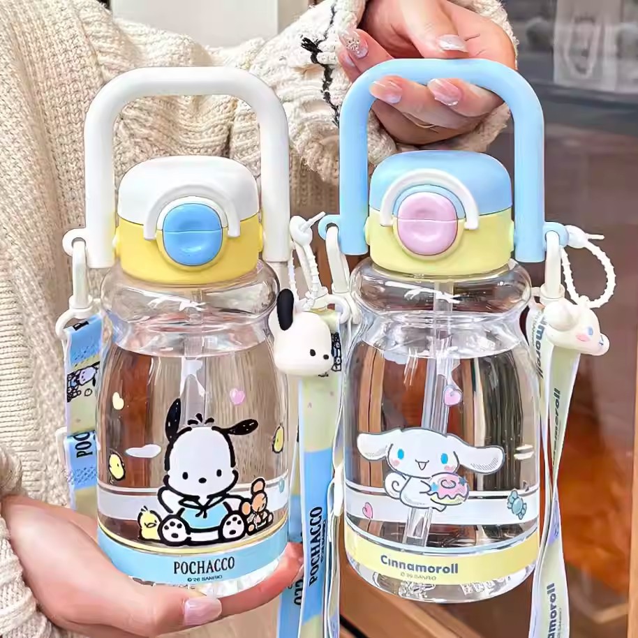 Sanliogou taza de agua para niños verano nuevo tipo de taza de paja de doble bebida de gran capacidad para estudiantes en la escuela especial hervidor de agua de tramo inclinado