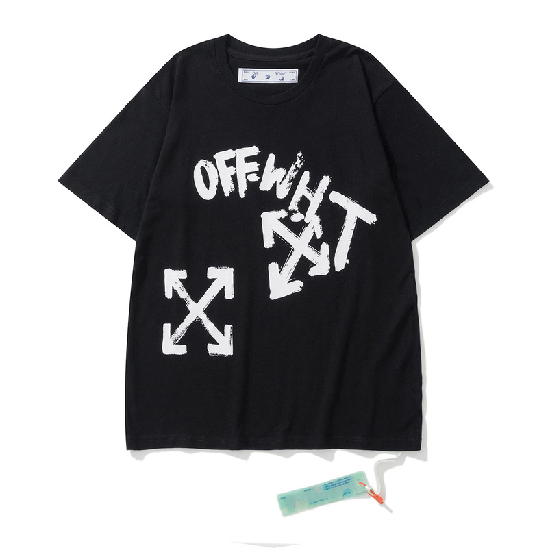 トレンディな漫画落書き油絵矢印半袖男性と女性ルーズカップル OFW 純綿半袖 Tシャツ夏 mk ゼブラ|undefined