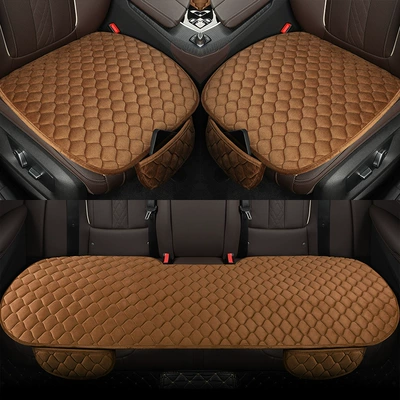 Factory wholesale car cushion winter thickened plush non-slip three-piece Universal single piece butt pad three-seat rear row