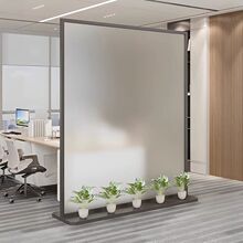 办公室玻璃屏风隔断简约现代公司前台logo背景形象墙进门玄关遮挡