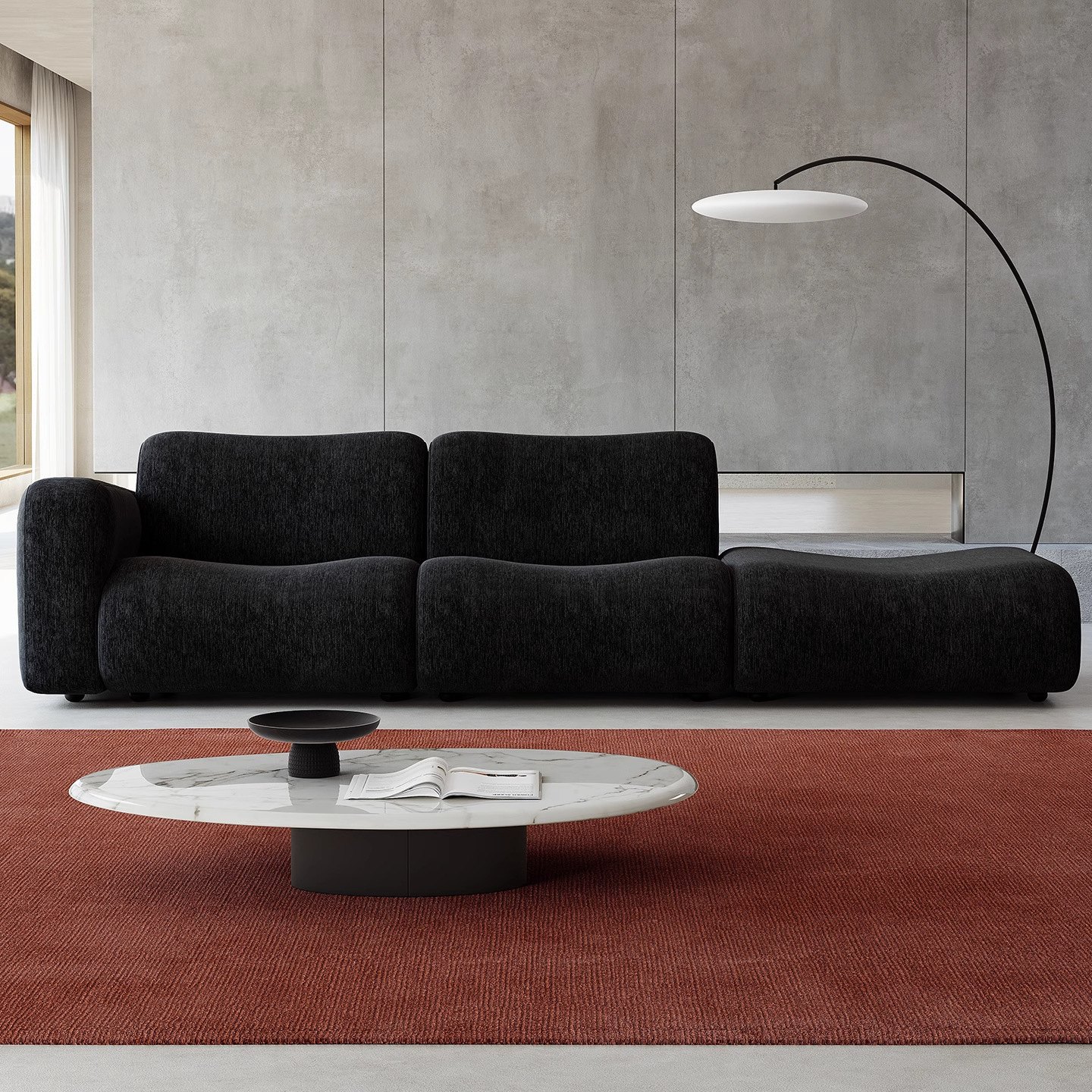 Sofá de compresión transfronteriza sofá de tela esmaltado sofá perezoso sala de estar negro retro módulo de diseño combinación de sofá