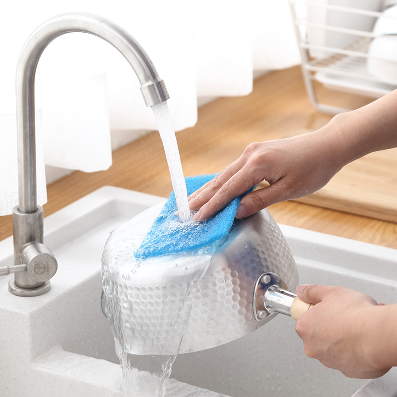 10 piezas color duro Baijie lavavajillas olla paño esponja trapo cocina antiadherente aceite lavado tazón fábrica de tela al por mayor