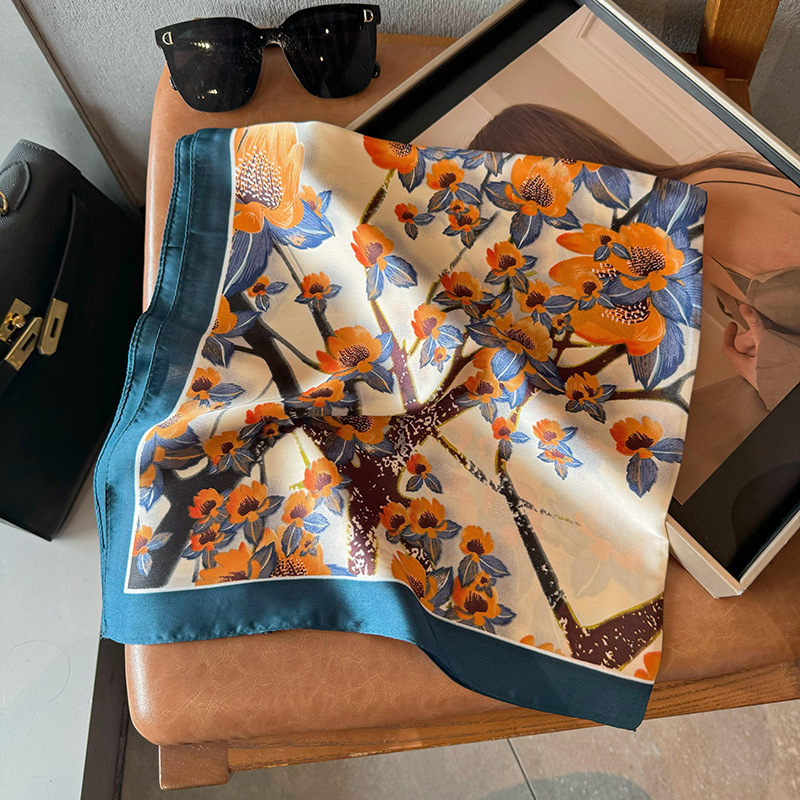 Bufandas de seda para mujeres 2025 primavera y otoño moda versátil temperamento minimalista 65cm bufandas de seda simuladas bufandas delgadas bufandas