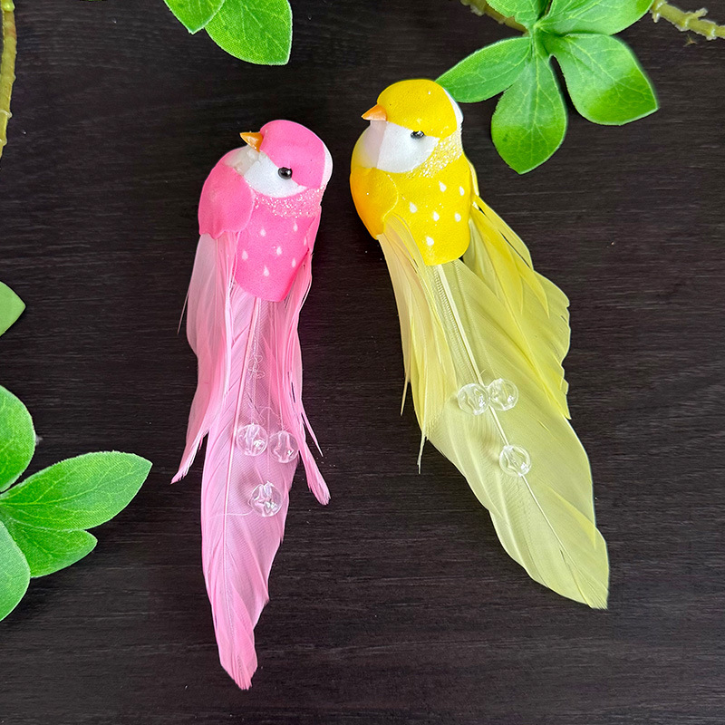 Lanzamiento de nuevos productos, plumas de simulación, diamantes brillantes, pájaros/plumas reales/pájaros de espuma, adornos de diseño de pájaros falsos, accesorios de fotografía decorativos image 4