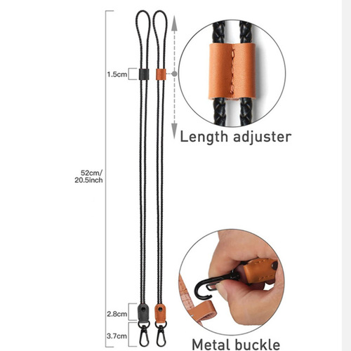 Cross-border office business document lanyard of the same style, work permit lanyard, PU leather adjustable portable mobile phone rope buckle