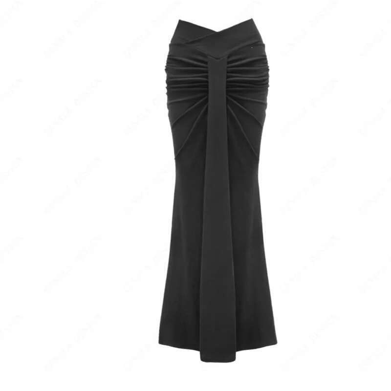 150kg Plus Size Pleated Fishtail Skirt for Fat Girls, New Spring and Autumn Style, Waist-Cinching, Slimming, High-Waisted Long Skirt