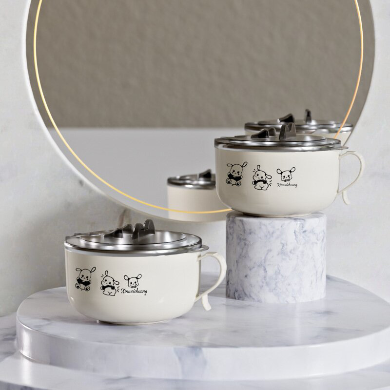 Stainless Steel Instant Noodle Bowl with Lid, Student Dormitory Fruit Bowl, Drainable Rice Bowl, Large Capacity Japanese-Style Lunch Box Stainless Steel Instant Noodle Bowl with Lid, Student Dormitory Fruit Bowl, Drainable Rice Bowl, Large Capacity Japanese-Style Lunch Box