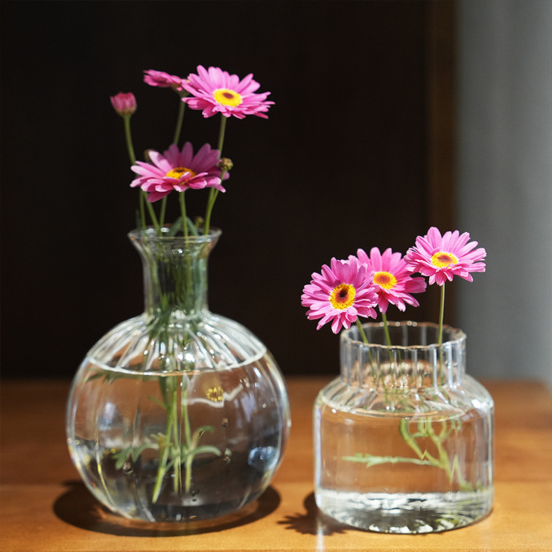 Inswind vidrio transparente vasos ornamentados escritorio simple acuicultura vasos flores secas flores personales vasos de flores hidropónicas