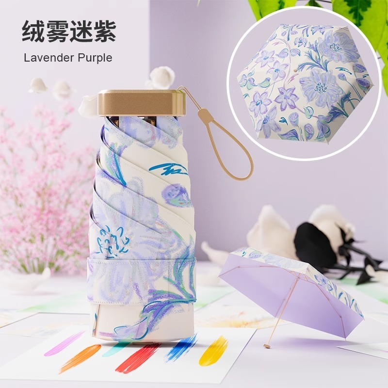 三折花绽彩胶双面花伞迷你便携小巧户外太阳伞防晒防紫外线晴雨伞|undefined
