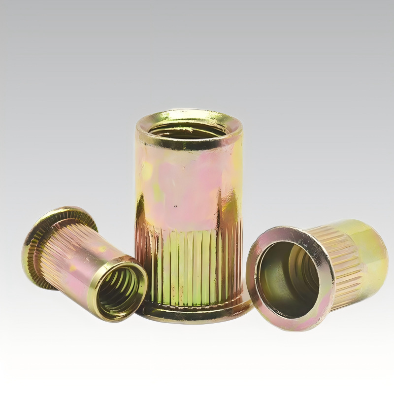 跨境碳钢镀锌防锈不锈钢滚花高强度平头竖条纹拉帽圆柱拉铆螺母