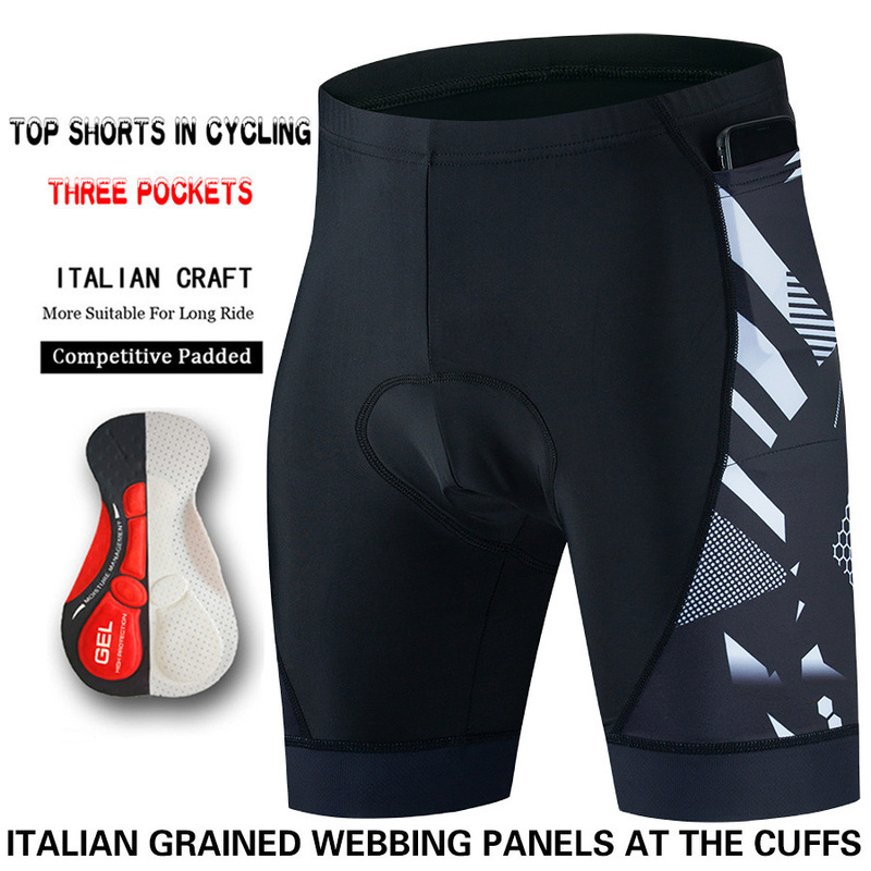 Men's New Cycling Jersey Shorts Summer Bicycle Quick-Drying Breathable 3 Flap Pocket Pants Tight Gel Silicone Cushions Wholesale