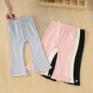 Girls' Casual Pants Autumn 2025 New Arrival Baby Girl Western Style Children's Distinctive Korean Style Leggings Internet Celebrant Flared Pants