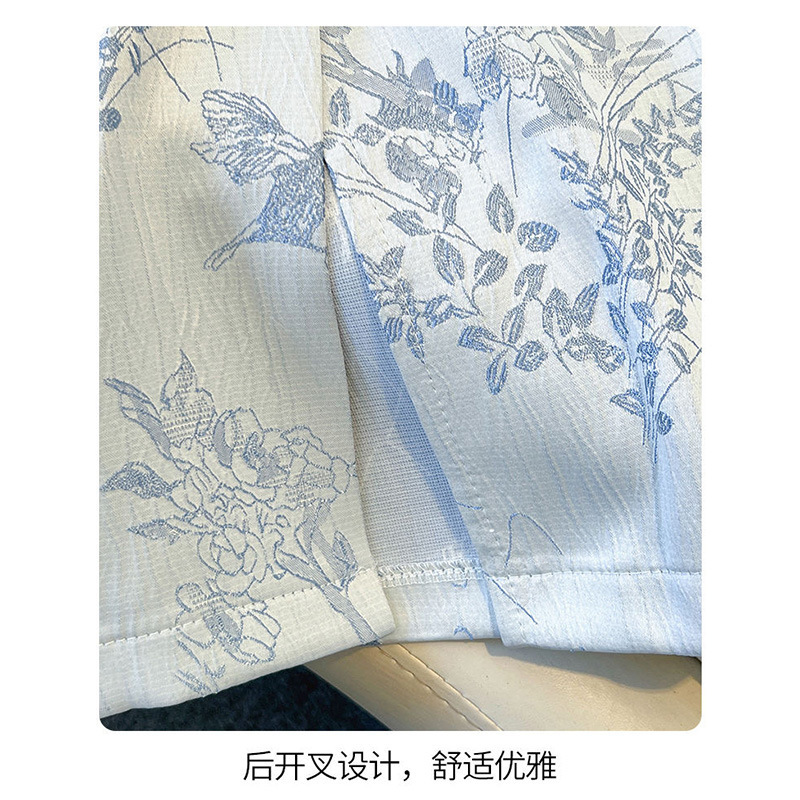 新しい中国風のスカート女性のための 2025 春と夏の新しいストレートハイウエストヘビーエンゲージ刺繍サテン A ラインスカート|undefined