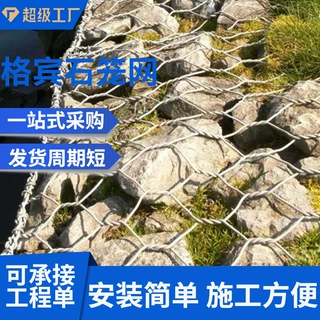路面铅丝堤坝护坡网防冲刷水利填海格宾石笼网防洪生态治理六角网