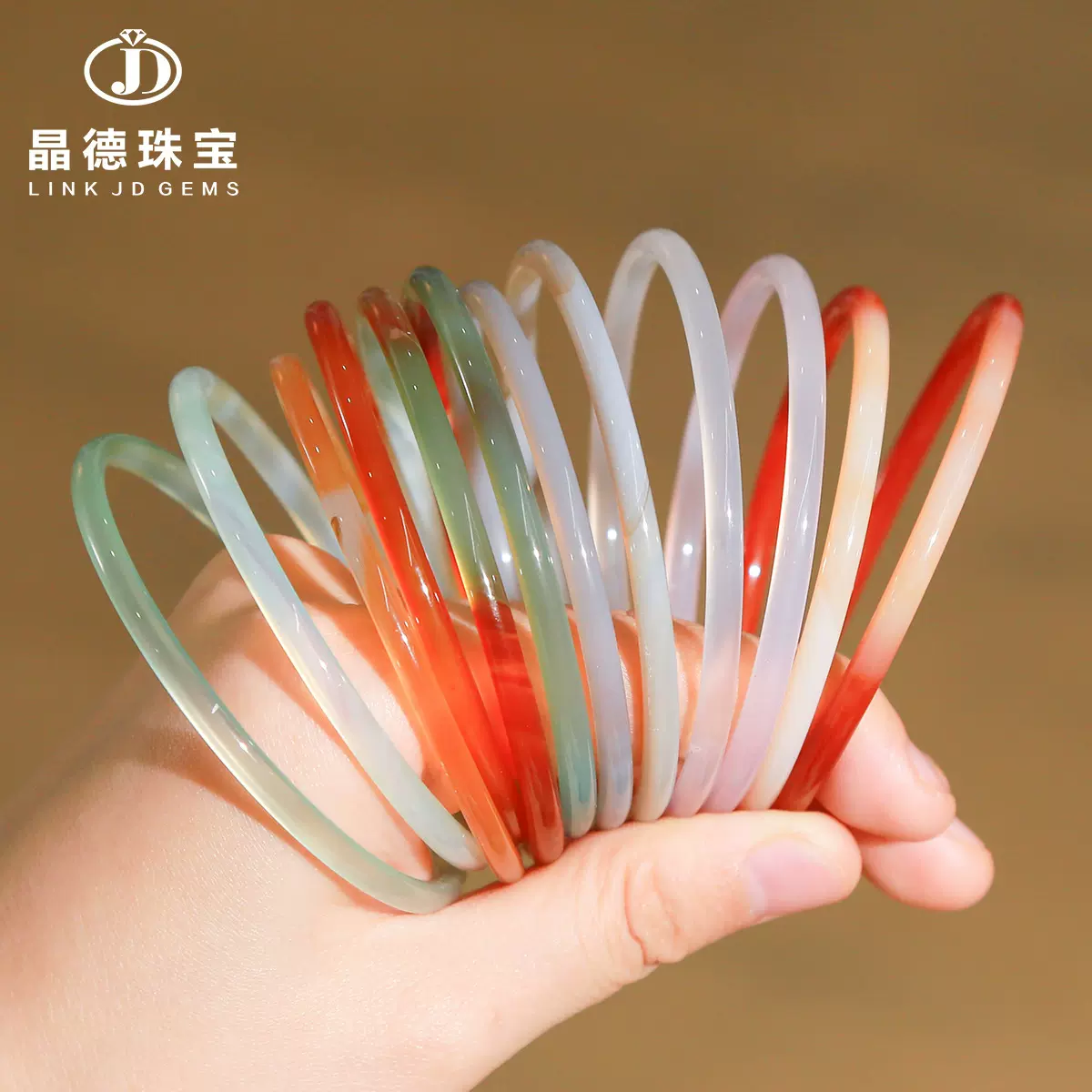 晶德珠宝 玛瑙叮当镯女生细圆条古风美人一步一响叮当手镯批发