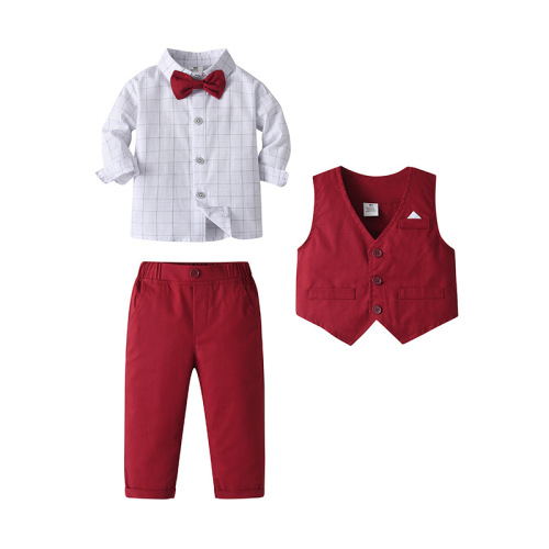 Foreign Trade Kids' Clothing: British-Style Suit Vest 3-Piece Set | Children's Spring/Fall Formal Wear | Boys' Autumn Outfits | Baby Clothes