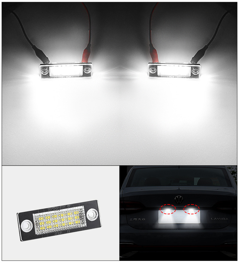 LED License Plate Light for Volkswagen Golf Jetta Caddy Touran MK5 Passat B5.5 B6 Skoda