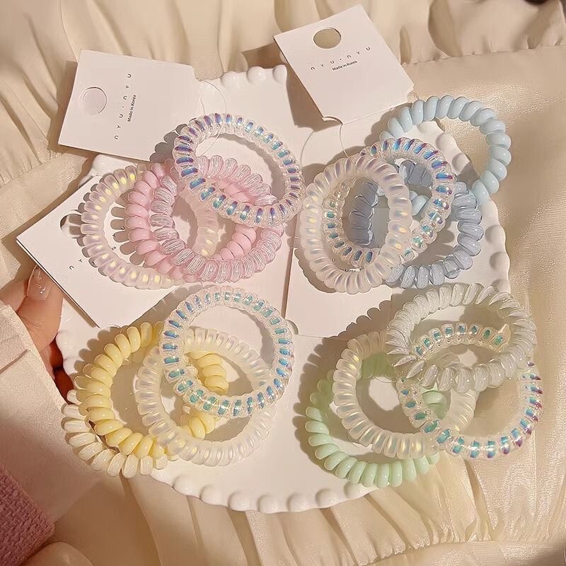 high quality Telephone Line Hair Ring Summer Fresh Hair Rope Cute Hair Rope Durable High-value Rubber Tendon Women's Hair Accessories