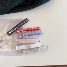 爱心点钻韩国气质百搭时尚闪闪小众甜酷少女醋酸一字刘海发夹发饰