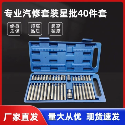 Auto Repair Tool Set, Bit Set, Star Bit, Plum Blossom Combination, 40 Spline Piece Set, Flower-Shaped Wrench, Inner Hexagon