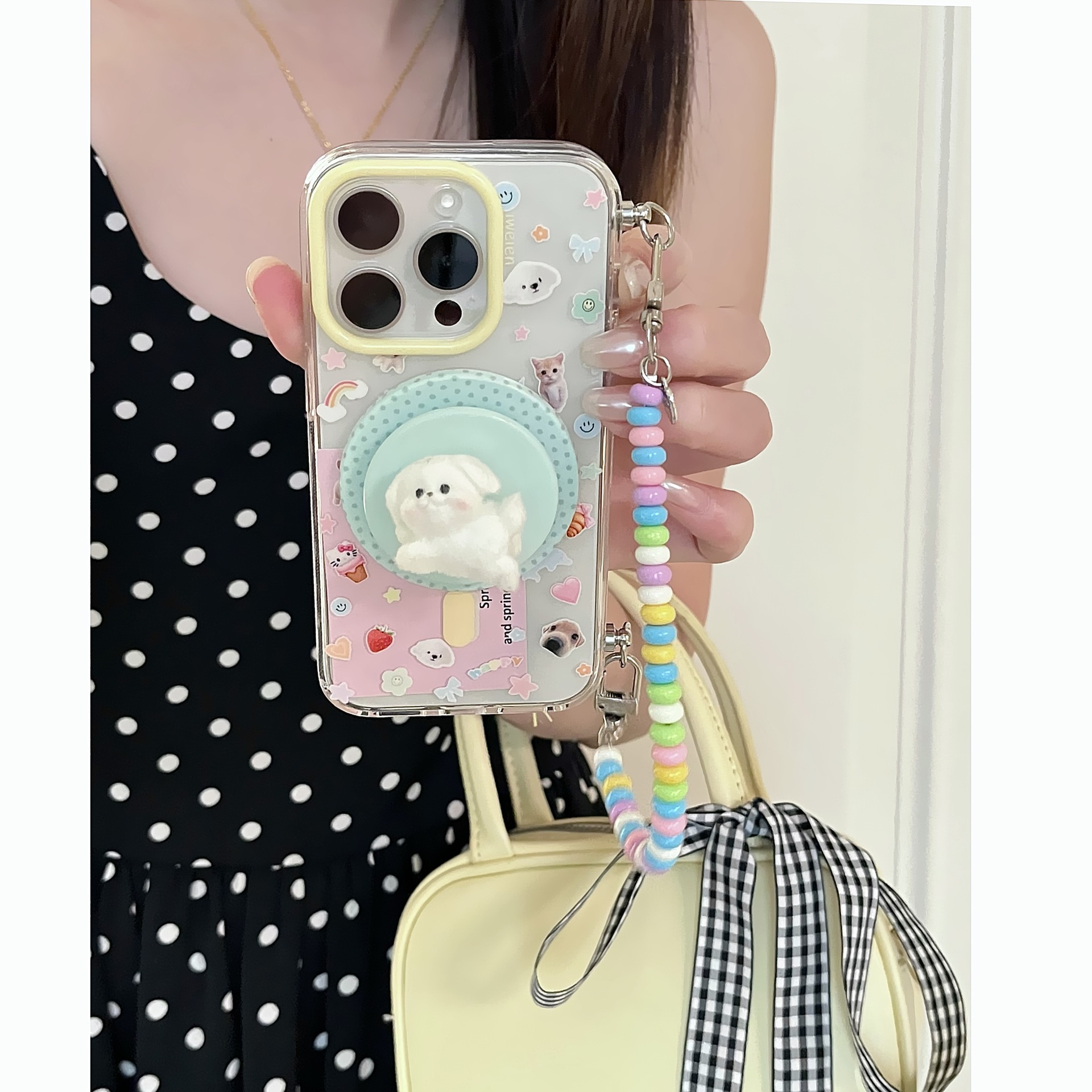 Lindo gato de dibujos animados cachorro para Apple 16ProMax funda para teléfono móvil 15Pro atracción magnética 14/13 nuevo 15PM