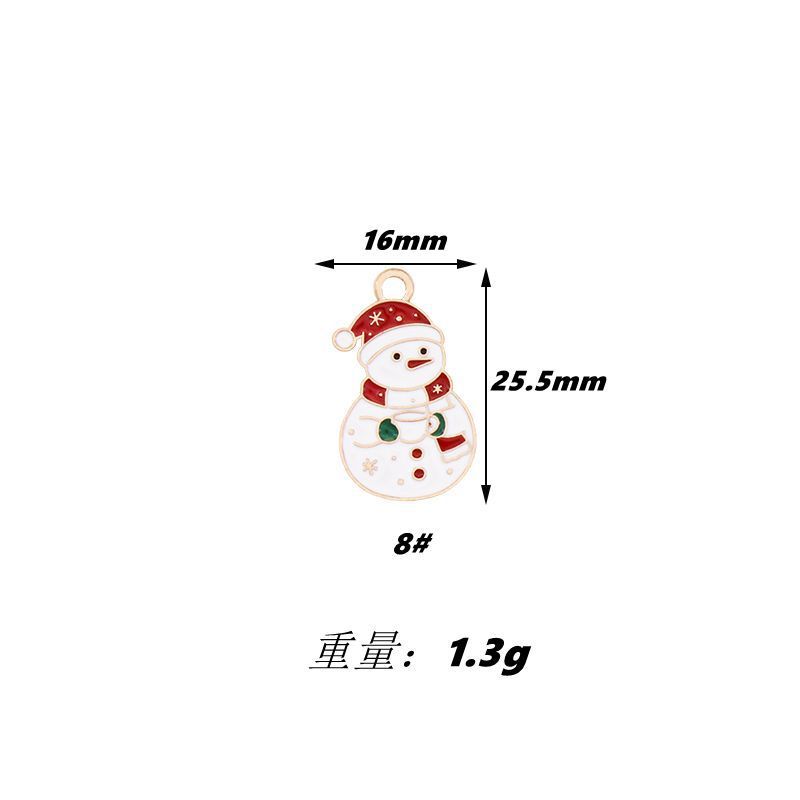 跨境圣诞节卡通DIY饰品配件滴油合金圣诞老人雪花麋鹿耳饰吊坠配|undefined