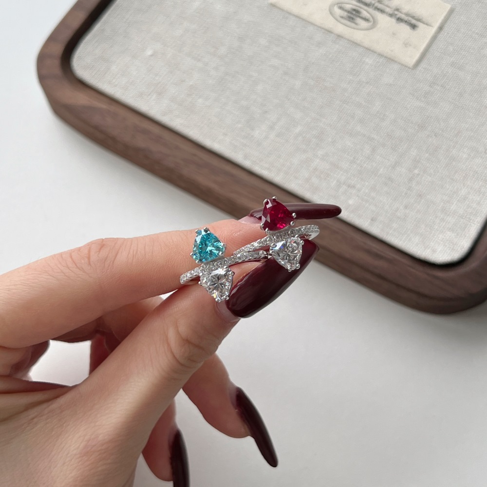 10g Weight Zircon Inlay Material Rings Classification 6, 8, 9 Ring Size 1 Piece Quantity Holiday, Daily Occasion 925 Sterling Silver Material Geometric Pattern Women's Gender Plating, Inlay Design Casual, Shiny Style 925 Sterling Silver Zircon Geometric Rings 13