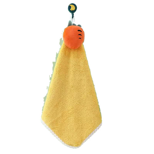 Kitchen wipe hanging hand towel absorbent towel cute cartoon children coral plush quick-dry bathroom rag