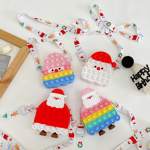 Cross-Border Rodent Extermination Pioneer Coin Purse Silicone Decompression Bubble Santa Claus Crossbody Bag Decompression Toy Bag