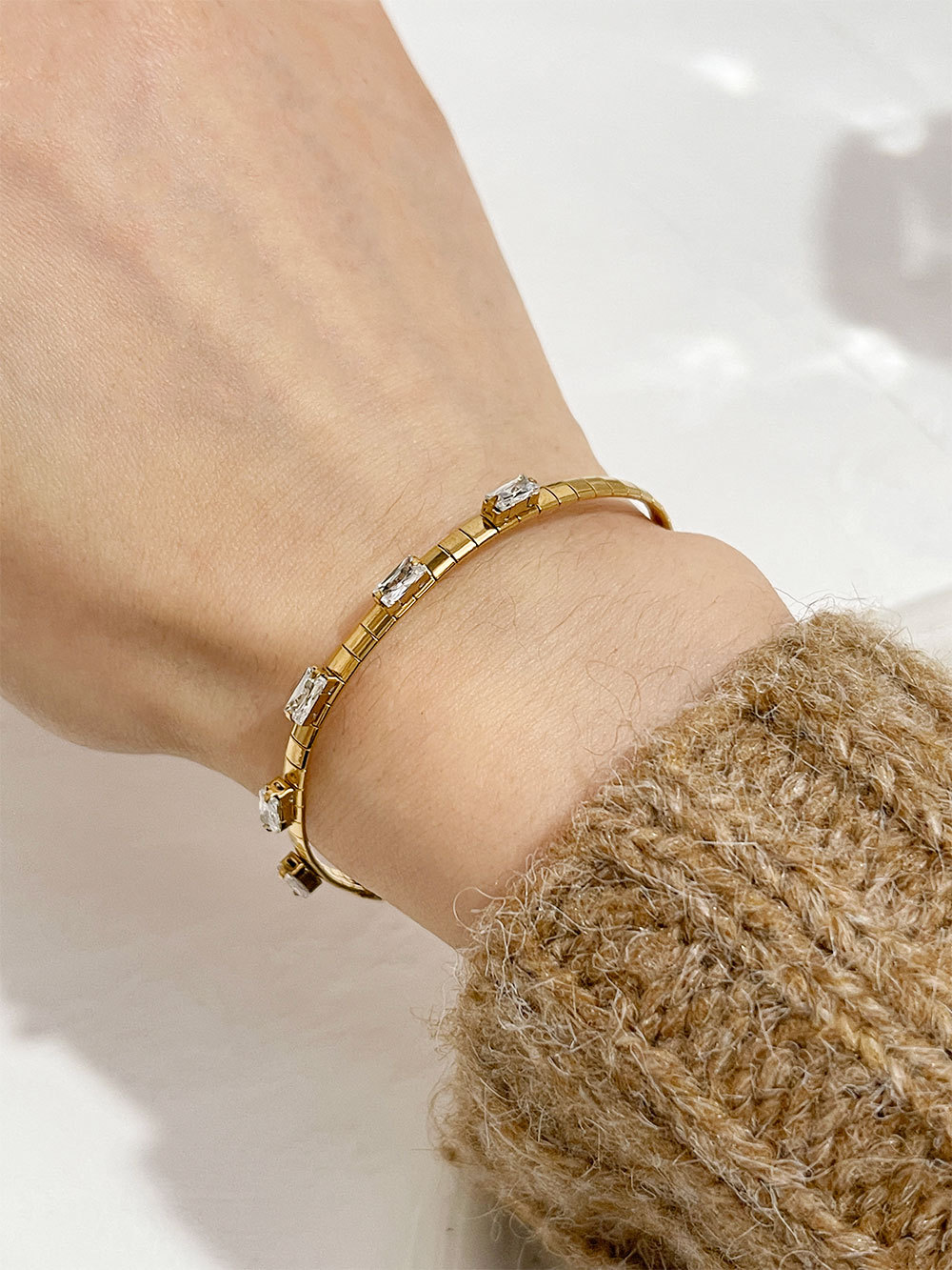 Retro Color Block Stainless Steel Plating Chain Inlay Zircon Necklace 1 Piece