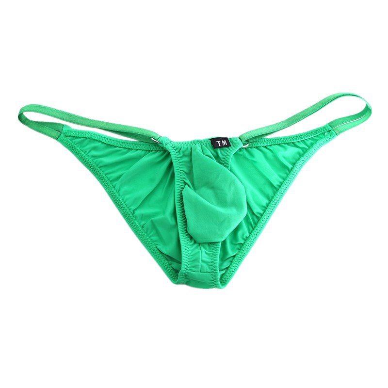 Men's bib briefs with ring elastic Ice Silk sexy U convex Bag Men's bikini briefs breathable