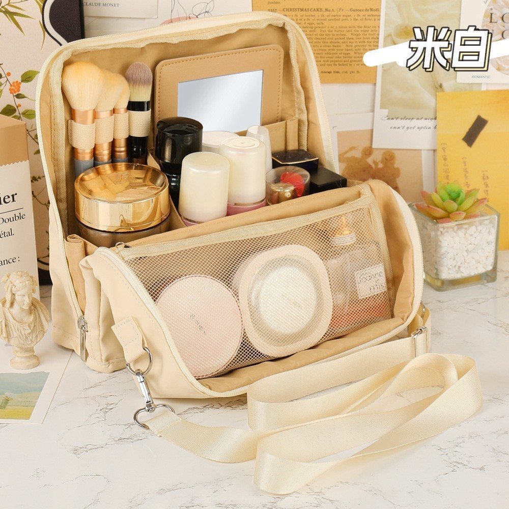 Bolsas de maquillaje de gran capacidad bolsas de lápiz bolsas de maquillaje cepillo portátil con bolsas de almacenamiento de espejo personalizadas